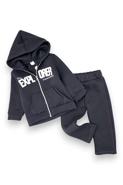 voyyo kids baby Boy's Winter 3-Strand Hooded Cardigan 2-3-4-5-6 Years Old 2-P...
