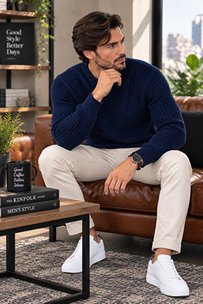 Cherry Butik Men's Sports Brass Knit Detailed Sweater