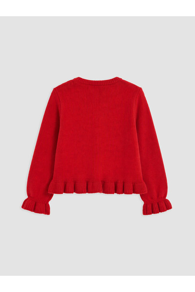 LC Waikiki Red Hello Kitty Embroidered Girls' Knitwear Cardigan