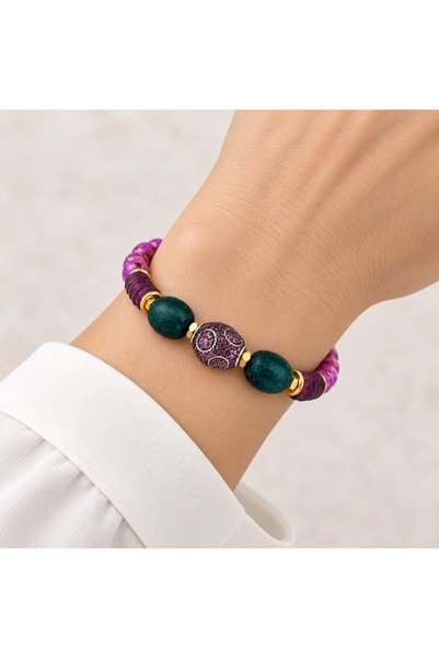 HER ŞEY NOTA www.herseynota.com Purple Green Beaded Bracelet – Stylish Daily ...