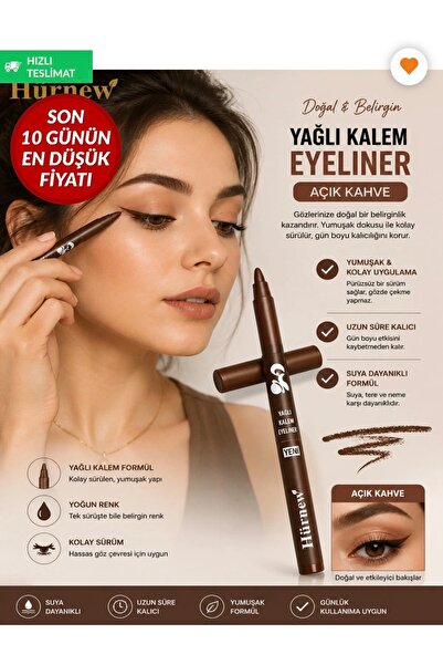 hurnew ultra yağlı kalem eyliner açık kahve