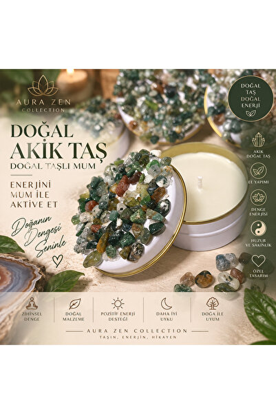 Genel Markalar Doğal Taşlı Dekoratif Mum – El Yapımı Mum