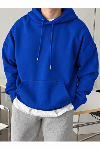 belissia Unisex Erkek/Kadın KAPUŞONLU Renkli Pamuklu Oversize Sweatshirt