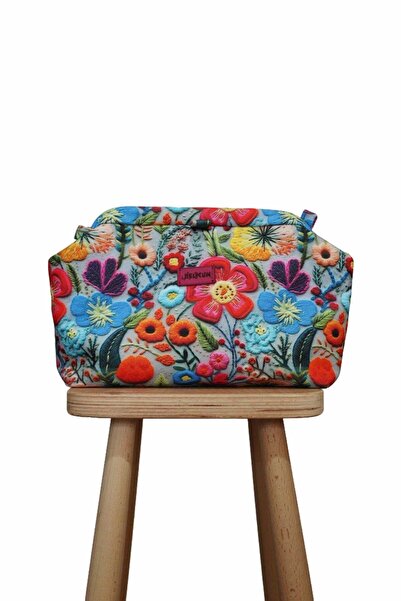 BUSRAKAZANCDESİGN 3D Çiçek Desenli Gizli Burslu Portföy Clutch Çanta