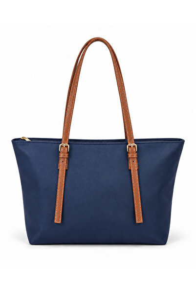 Senza Vedere Winnie Belt Strap Detailed Shoulder Bag Navy Blue