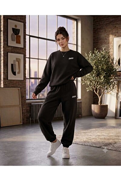 CLOTHES33 Trening cu guler rotund, set din 2 piese, model unisex pentru iarnă...