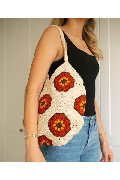Feniks Sunflower Motif Shoulder Bag
