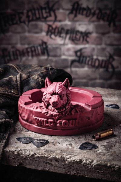 SOUL AND HEAT Red, Wolf, Ashtray, Handmade Object, Decorative Ashtray, Design...