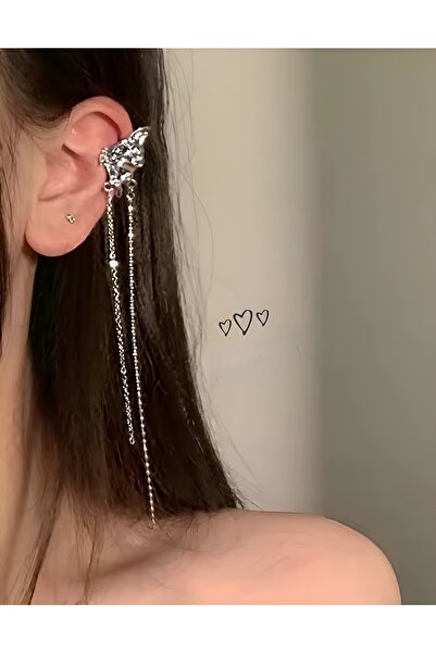 KİRAZ ÇİÇEĞİ JEWELRY Kore Tarzı Kelebekli Kıkırdak Küpe (Delik Gerektirmez)