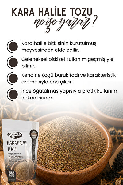 Annemeli Kara Halile Tozu 250 Gr – Öğütülmüş Karahalile Meyvesi, Terminalia Chebula, İnce Toz Form