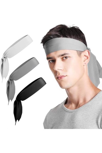 Boolygo 3 Pieces Tennis Tie Headband Hair Band Unisex Dry Head Tie Sport Tie ...