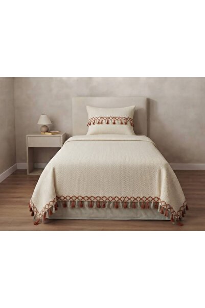 Madame Asel Home Pique Bedspread Single Size 100% Cotton with Tassel Detail