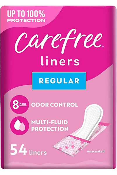 Carefree Panty Liners, Regular Liners, Wrapped, Unscented, 54ct (Packaging Ma...