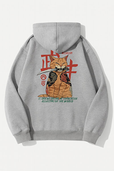 JANTIL MODA Unisex Oversize 3 Thread Raster Printed Hooded Sweatshirt with Ka...