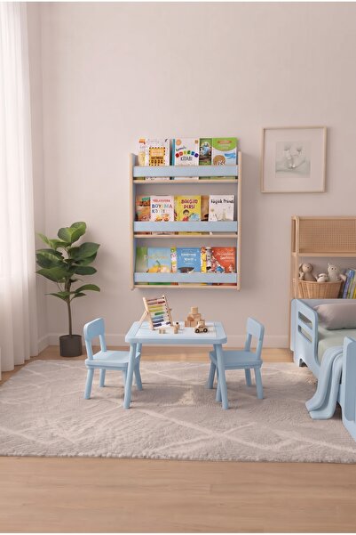 terra ws Montessori Ahşap Çocuk Kitaplığı | Duvara Monte 3 Raflı Doğal Bebek ...