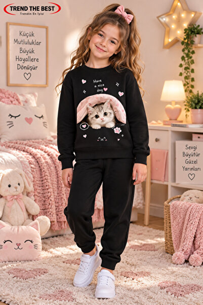 TREND THE BEST Trendin En İyisi Trening negru unisex pentru iarnă, pentru fet...