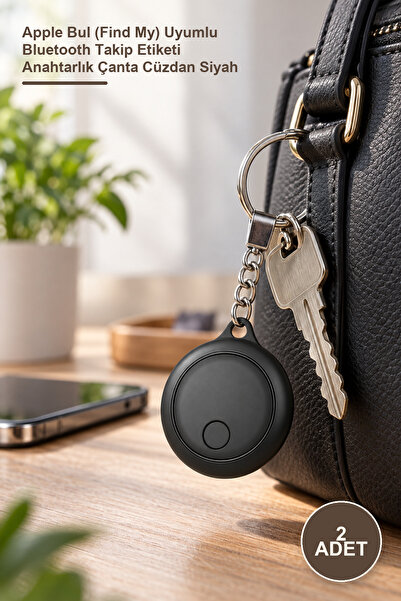 Yenilig Itag GPS Takip Cihazı – Apple Bul (Find My) Uyumlu, Bluetooth Tracker, Anahtarlık Etiketi, Siyah Yuvarlak Tasarım