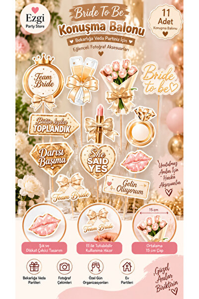 Ezgi Party Store Bride To Be 11'li Konuşma Balonu Bekarlığa Veda Fotoğraf Çek...