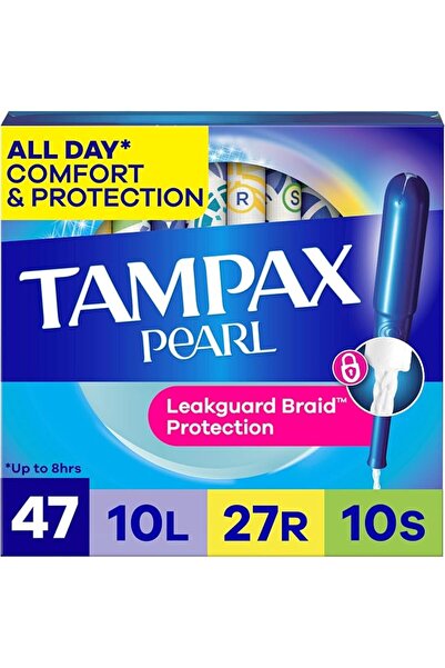 TAMPAX Pearl Tampons Multipack, Light/Regular/Super Absorbency, With Leakguar...