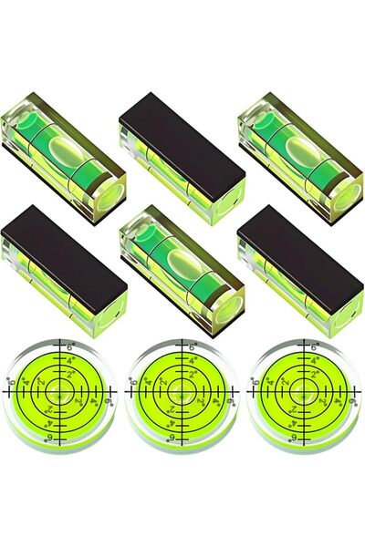 TERRIFI 9 Pcs Mini Magnetic Bubble Spirit Level Set, Square and Circular Leve...