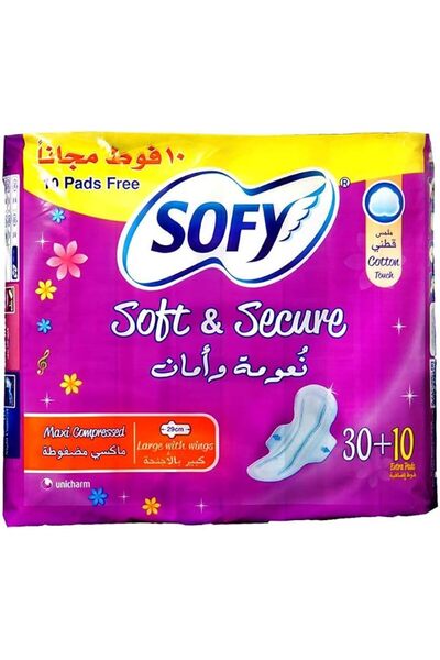 sofy Soft & Secure, Unfolded Sanitary Pads with Wings, Maxi Compressed, Large...