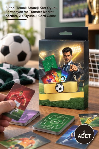 Yenilig 3 Adet Mini Scout – Futbol Temalı Strateji Kart Oyunu, Formasyon Ve Transfer Market Kartları, 2-4 Oyuncu, Card Game