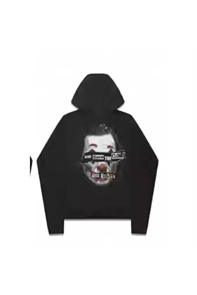JANTIL MODA Black Unisex Oversize 3 Thread Raster Hooded Sweatshirt with Kang...