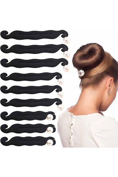GENERAL 9 Pcs Pearl Hair Bun Makers, Hair Magic Bun Maker Lazy Curler Clips F...