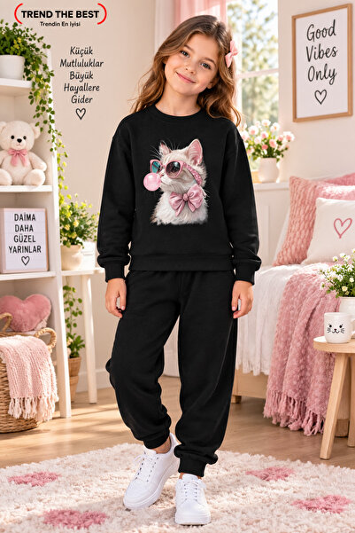TREND THE BEST Trendin En İyisi Winter Unisex Black Tracksuit, Black Sweat To...
