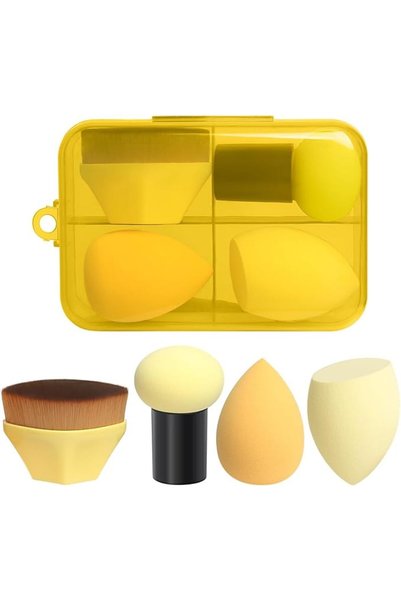 Yelajoy 4Pcs Makeup Sponge & Brush Set, 3 Beauty Blenders + 1 Foundation Brus...