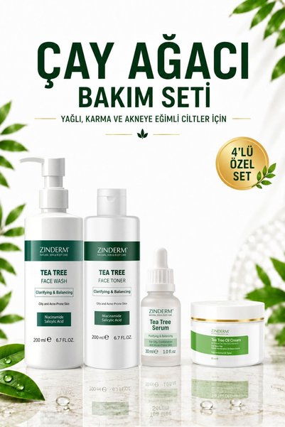 zinderm Çay Ağacı Yağı Yüz Yıkama Jeli- Çay Ağacı Yağı Kremi- Çay Ağacı Yağı ...
