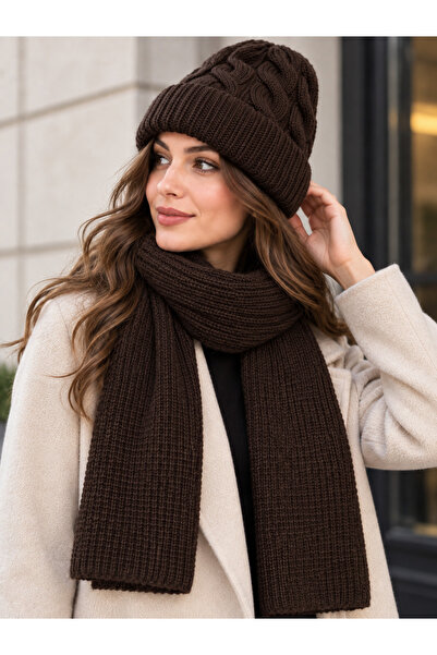 derikem Women's Winter Knitted Beanie and Scarf Set - Set of 2