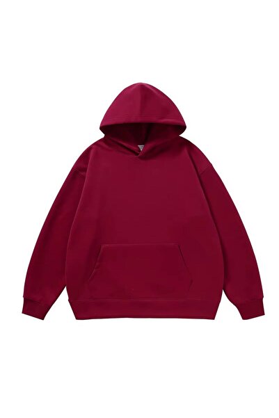 JANTIL MODA Unisex Oversize 3 Thread Raster Plain Design Hooded Sweatshirt wi...