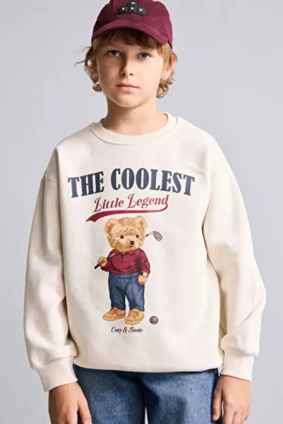 DeFacto Oversize Crew Neck Teddy Bear Figured Printed Long Sleeve Sweatshirt ...
