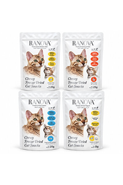 RANOVA Freeze-Dried Cat Treats, Flavour Explorer, 4 Pouches, 78g