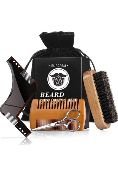 GENERAL Beard Care Kit/Beard Styler, Wooden Comb, Beard Scissors, Horsehair B...