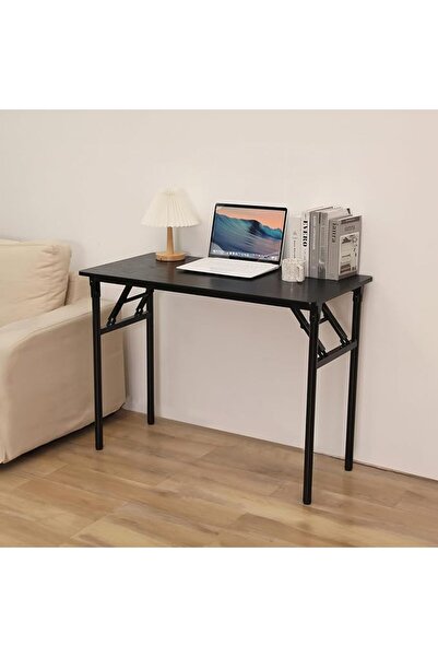 Lawazim Foldable Table -Black - Compact Folding Desk with Non-Slip Feet, Ligh...