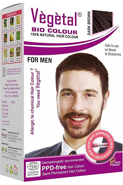 Aur Vegetal Vegetal Bio Colour - Experience Natural Dark Brown 25gm Beard Hai...