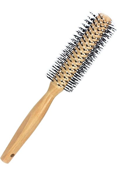 Aputue Round Curling Comb, Natural Beech Wood Base with Soft Nylon Bristles, ...