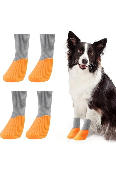 SYOSI 4 Pcs Anti Slip Dog Socks, Dog Paw Protector Outdoor Anti Slip Waterpro...