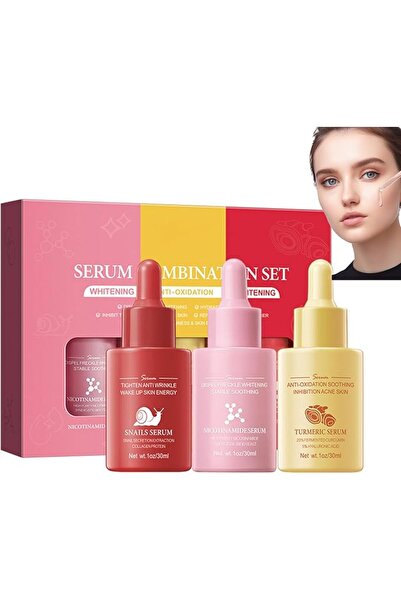Mazinreem Triple Action Skincare Serum Set, Niacinamide W-hitening, Turmeric ...