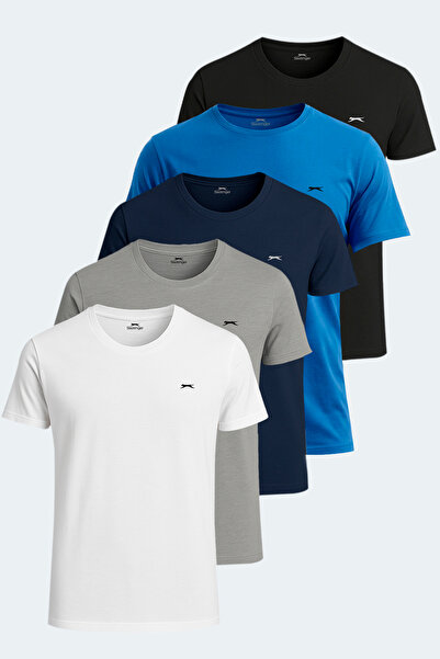 Slazenger مجموعة SANDER KTN مكونة من 5 قمصان رجالية باللون الأبيض - الأسود - ...