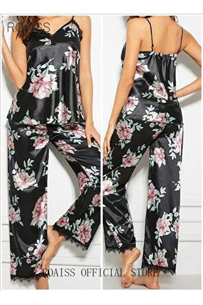 ROAISS 5 PCS Pajama Sets for Women Sweet Floral Printing Lace Edge Homewear L...