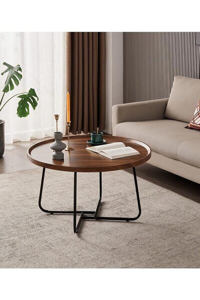 1step2dream 1ST Brown Wood Round Coffee Table Multi Sizes (39 * 50)