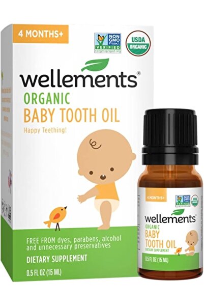 Wellements Organic Baby Tooth Oil for Teething, 0.5 Fl Oz, Free from Dyes, Pa...
