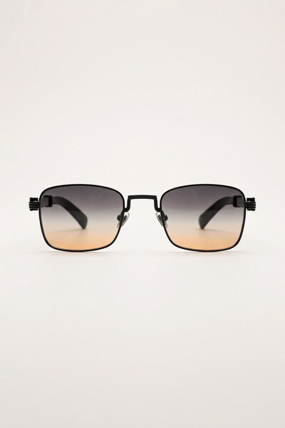ablukaonline Men's Thin Frame Rectangular Gradient Sunglasses Black/Gold
