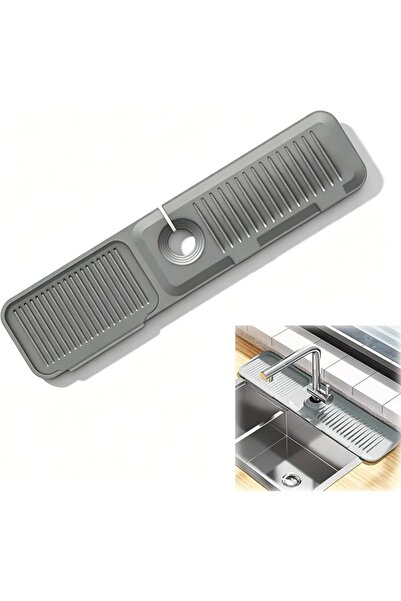 Duomama 24 Inch Gray Silicone Sink Splash Guard, 5° Slope Drip Catching Tray ...