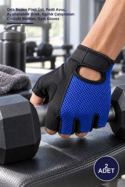 Yenilig 2 Adet Parmaksız Fitness Eldiveni M – Orta Beden Fileli Üst, Pedli Av...