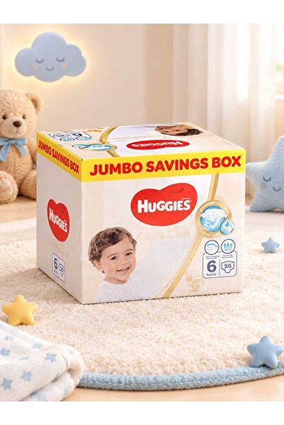 Huggies حفاضات أطفال إكسترا كير، مقاس 6، 15 كجم، عبوة جامبو، 56 حفاضة