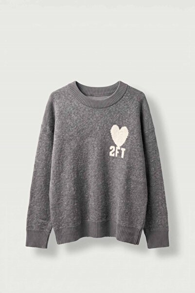 ablukaonline Men's Patterned Oversize Knitwear Sweater Anthracite